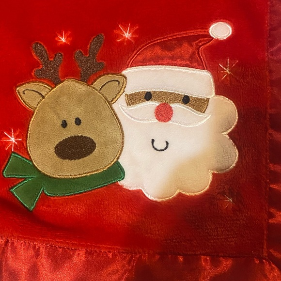 Baby Essentials Christmas Fleece Red  Blanket 35”29” Santa and Reindeer - Picture 5 of 11